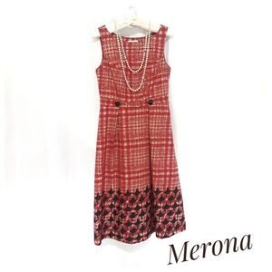 MERONA Red Plaid Houndstooth Sleeveless Contemporary Dress Size 2 Career Retro